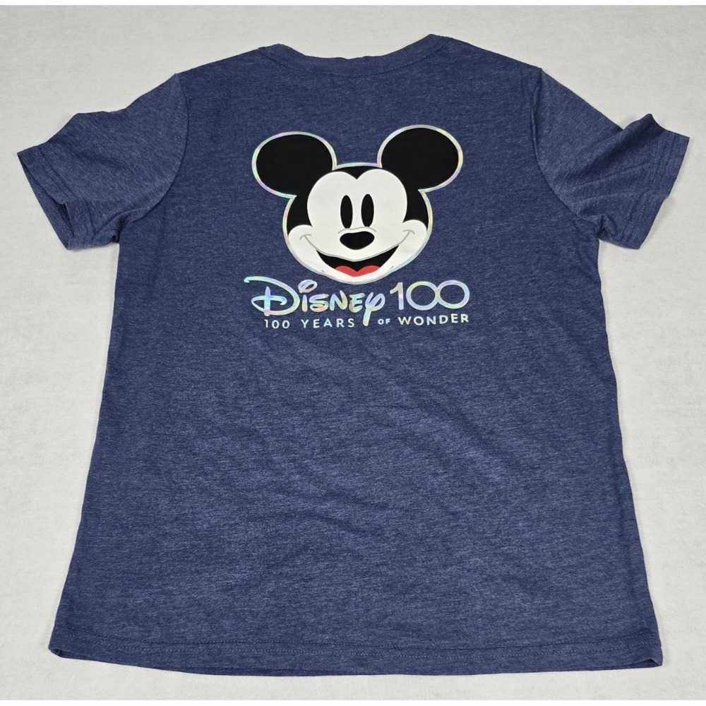 Disney 100 Mickey Mouse Children Size L 10/12 Double Sided Graphic Heather Blue